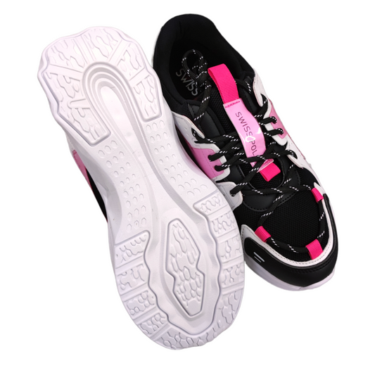 Tenis JAMA Moda Urbana Multicolor Suela Ligera Blanco Negro Fucsia