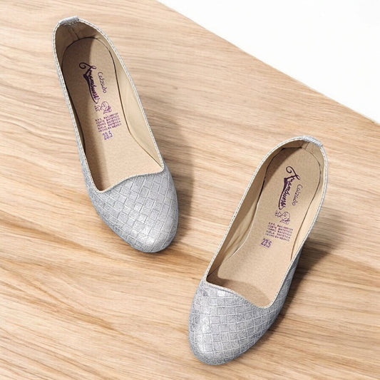 Balerina Frambuesa Est 111 Flats Plata Brilloso