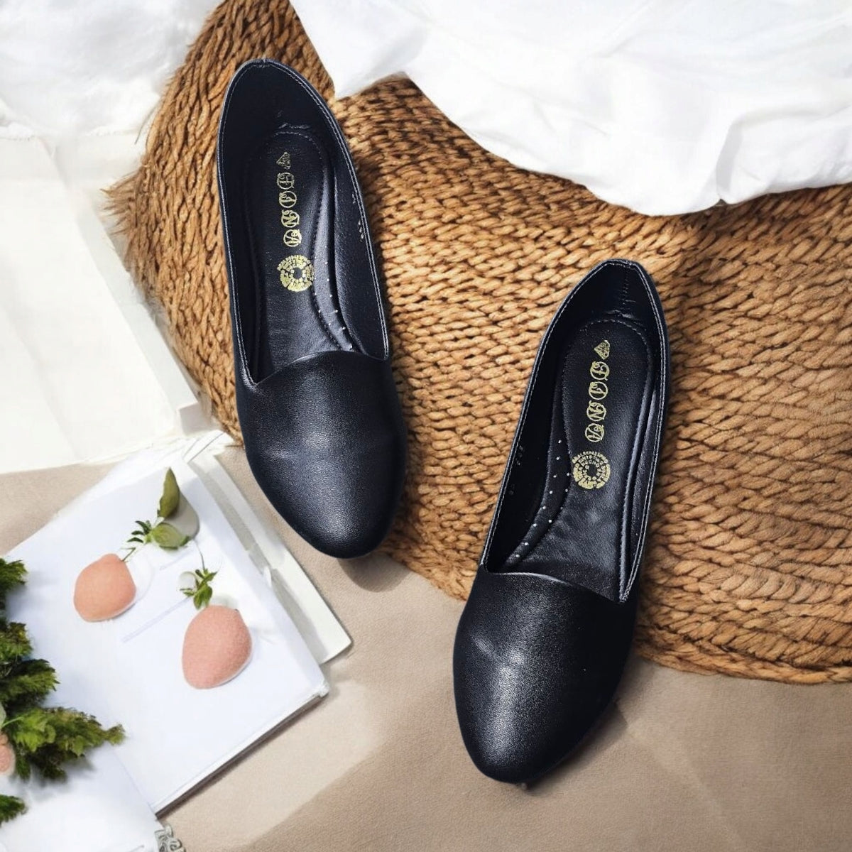 Balerina LADY Est 905 Flats Negro Zapato de Piso