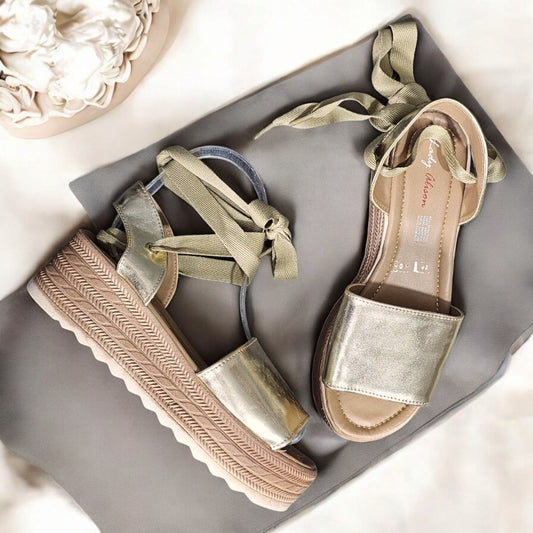 Alpargatas LADY 304 Suela Alta y Ajuste Listones