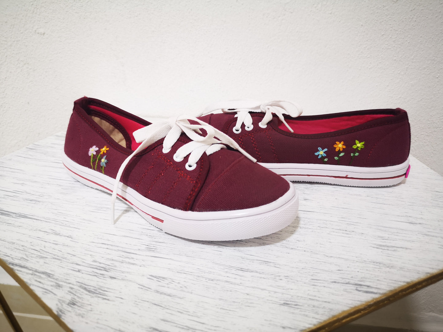 Sneakers Bordados a Mano Tenis Casuales para Dama