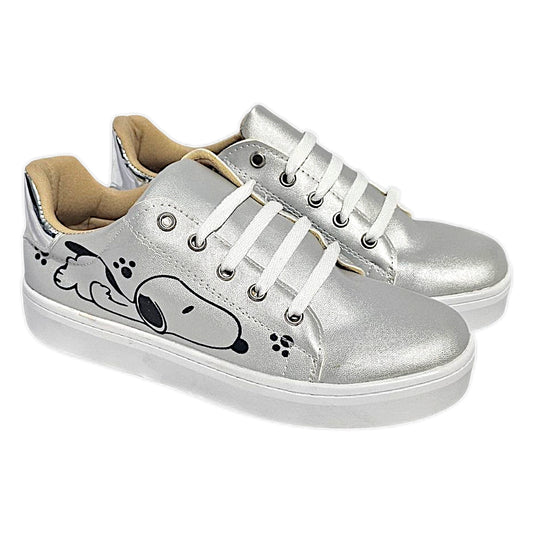 Tenis MISS ALE Moda Casual Urbana Snoopy Plata