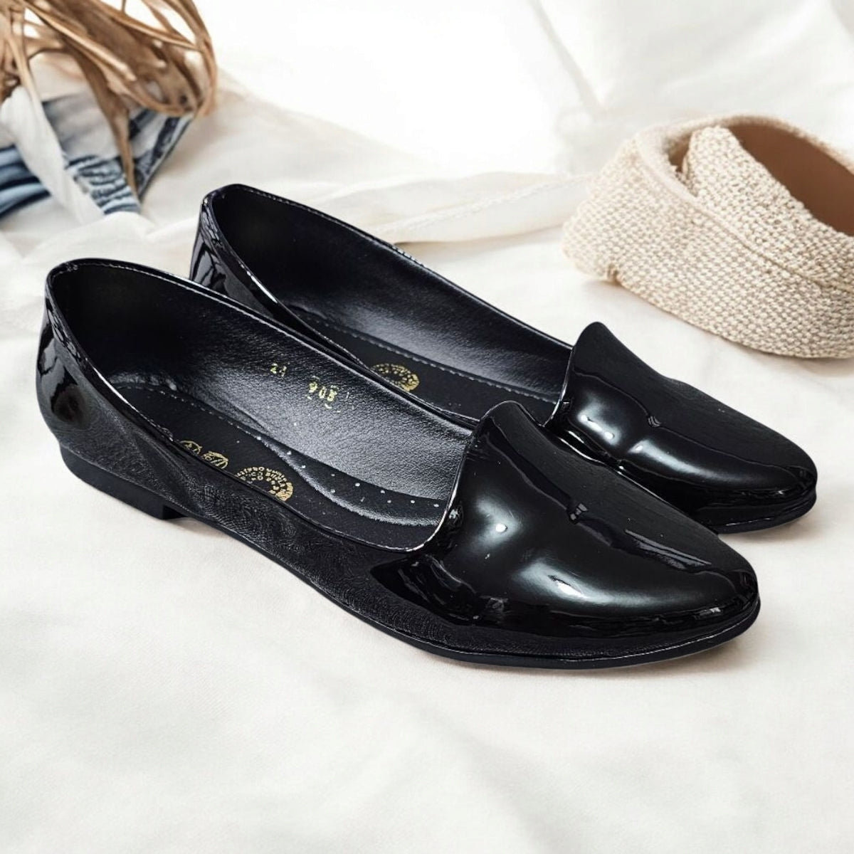 Balerina LADY Est 905 Flats Negro Zapato de Piso