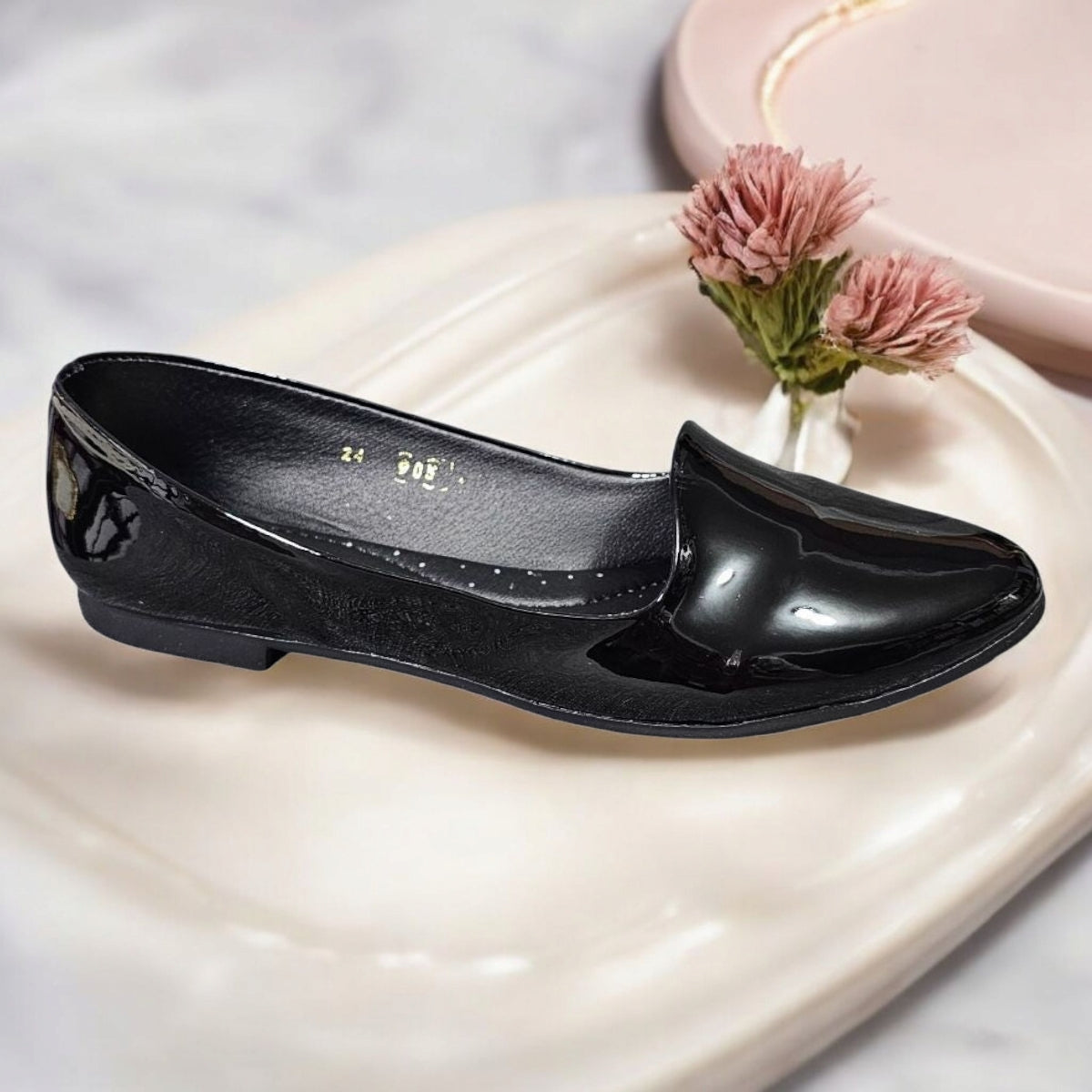 Balerina LADY Est 905 Flats Negro Zapato de Piso