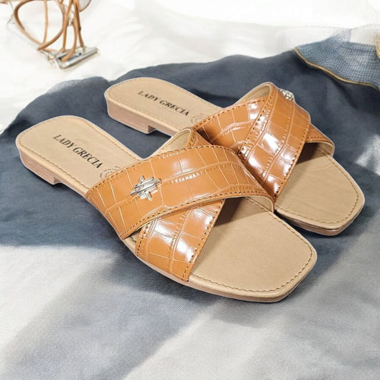 Sandalia LADY GRECIA 01 Suela Plana y Cruce