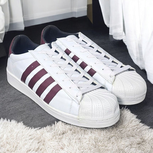 Tenis CALZABIEN Est 01 Concha y Franjas Vino y Blanco