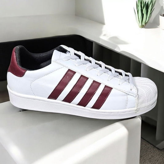 Tenis CALZABIEN Est 01 Concha y Franjas Vino y Blanco